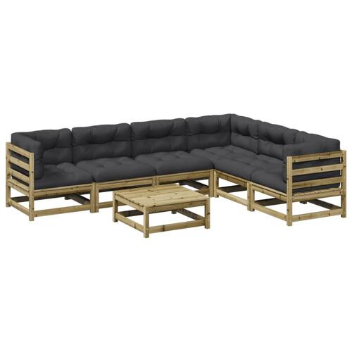 Sofasæt til haven 7 dele med hynder imprægneret fyrretræ