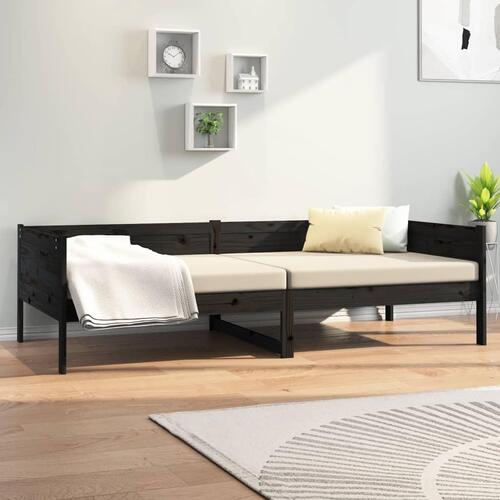 Daybed 80x200 cm massivt fyrretræ sort