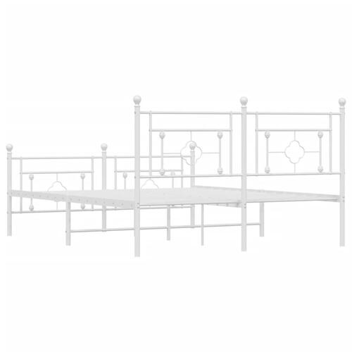Sengeramme med sengegavl og fodgærde 150x200 cm metal hvid