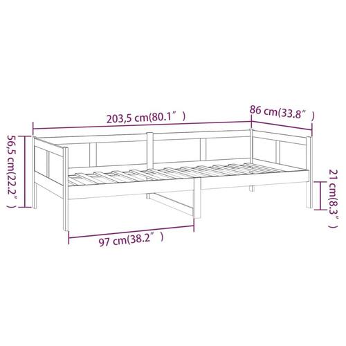 Daybed 80x200 cm massivt fyrretræ sort