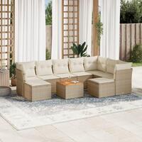 Sofasæt til haven 10 dele med hynder polyrattan beige