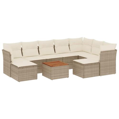 Sofasæt til haven 10 dele med hynder polyrattan beige
