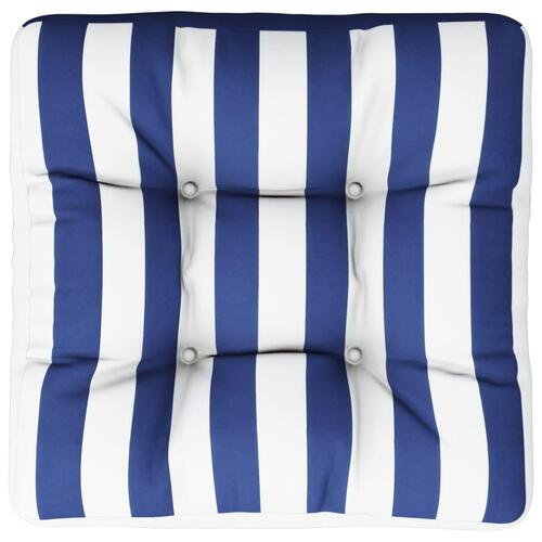Pallehynde 60x60x12 cm stof stribet blå og hvid
