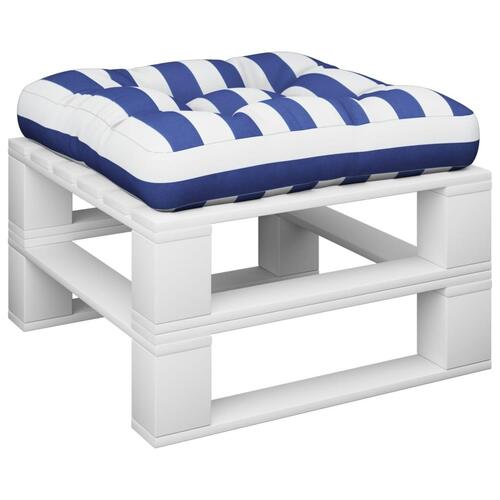Pallehynde 60x60x12 cm stof stribet blå og hvid