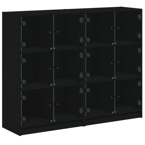 Bogreol med låger 136x37x109 cm konstrueret træ sort