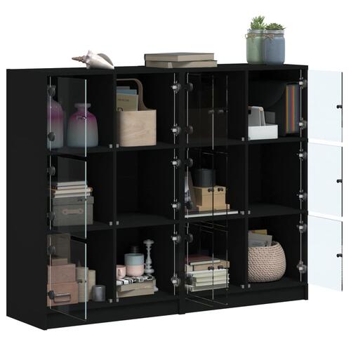 Bogreol med låger 136x37x109 cm konstrueret træ sort