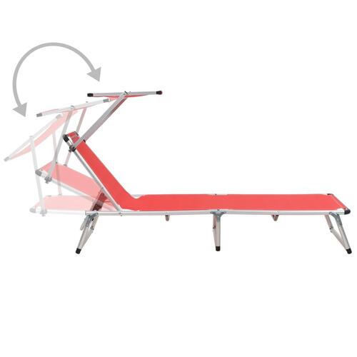 Foldbar liggestol med tag aluminium og textilene rød