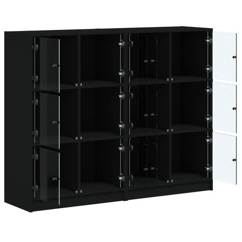 Bogreol med låger 136x37x109 cm konstrueret træ sort