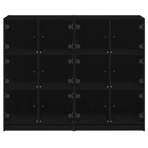 Bogreol med låger 136x37x109 cm konstrueret træ sort