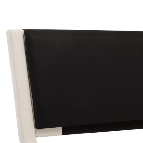 Sengestel med LED 160 x 200 cm kunstlæder hvid og sort