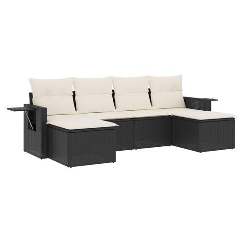 Sofasæt til haven 6 dele med hynder polyrattan sort