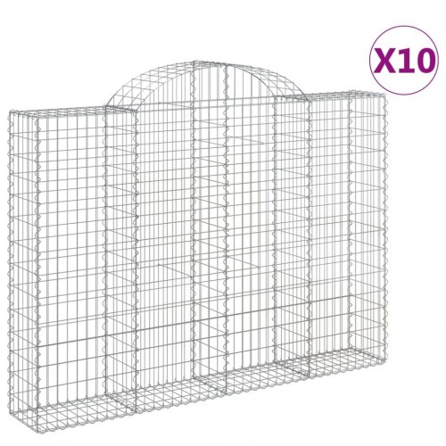 Buede gabionkurve - 10 stk. 200×30×140/160 cm i galvaniseret jern