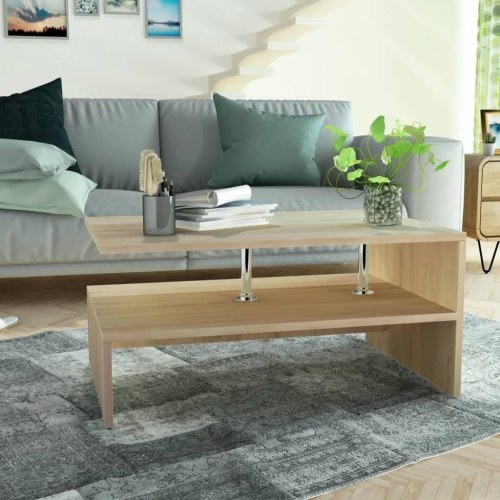 Sofabord 90x59x42 cm konstrueret træ egetræsfarvet