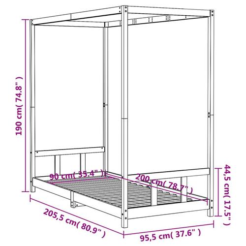 Sengeramme til juniorseng 90x200 cm massivt fyrretræ