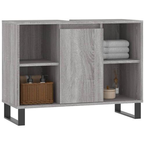 Badeværelsesskab 80x33x60 cm konstrueret træ grå sonoma-eg