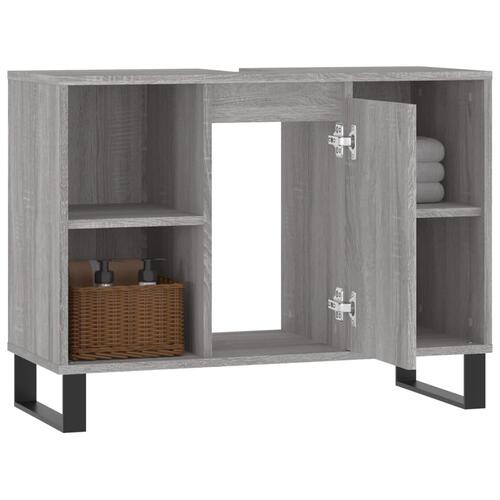 Badeværelsesskab 80x33x60 cm konstrueret træ grå sonoma-eg
