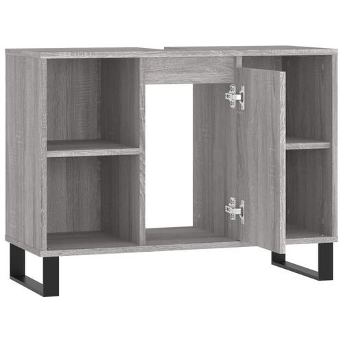 Badeværelsesskab 80x33x60 cm konstrueret træ grå sonoma-eg