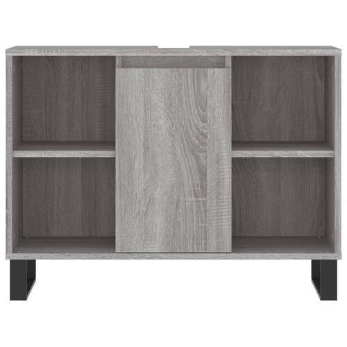 Badeværelsesskab 80x33x60 cm konstrueret træ grå sonoma-eg