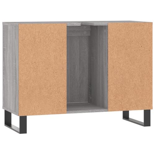 Badeværelsesskab 80x33x60 cm konstrueret træ grå sonoma-eg
