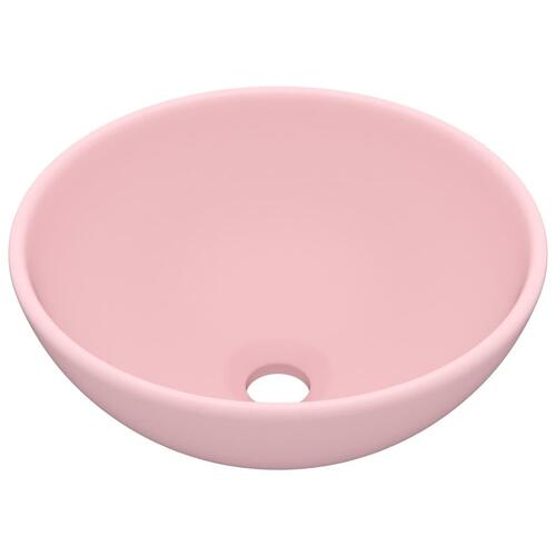 Luksuriøs håndvask 32,5x14 cm rund keramisk mat lyserød