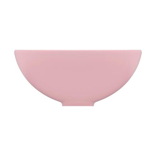 Luksuriøs håndvask 32,5x14 cm rund keramisk mat lyserød