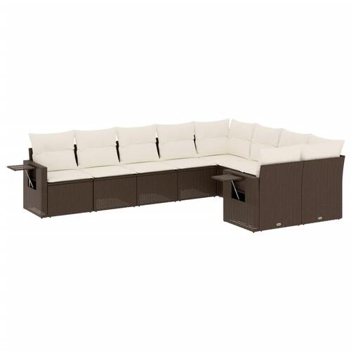 Sofasæt til haven 9 dele med hynder polyrattan brun