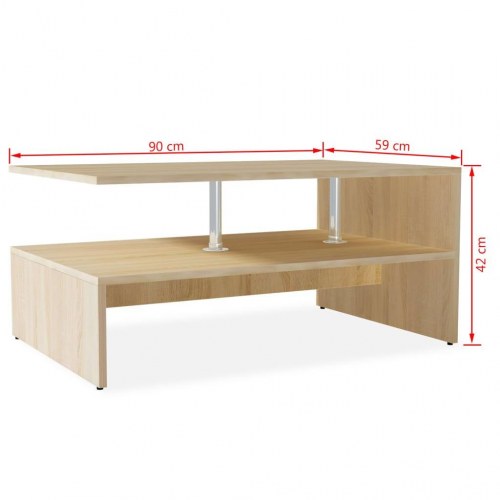 Sofabord 90x59x42 cm konstrueret træ egetræsfarvet