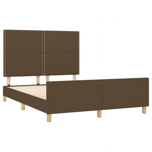 Sengeramme med sengegavl 140x200 cm - stof, mørkebrun