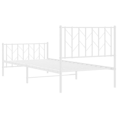 Sengeramme med sengegavl og fodgærde 90x200 cm metal hvid