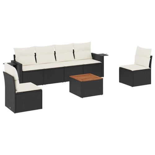 Sofasæt til haven 7 dele med hynder polyrattan sort