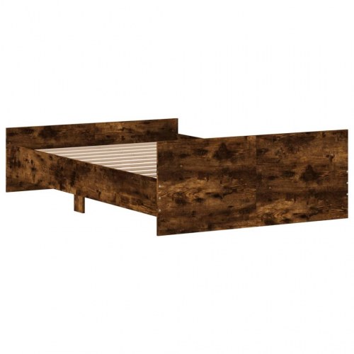 Sengeramme med sengegavl og fodgærde 120x190 cm - røget egetræ