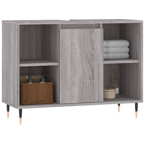 Badeværelsesskab 80x33x60 cm konstrueret træ grå sonoma-eg