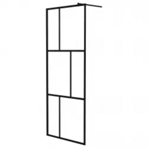 Brusevæg med hylde 100x195 cm sikkerhedsglas og aluminium sort
