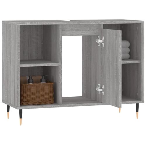 Badeværelsesskab 80x33x60 cm konstrueret træ grå sonoma-eg