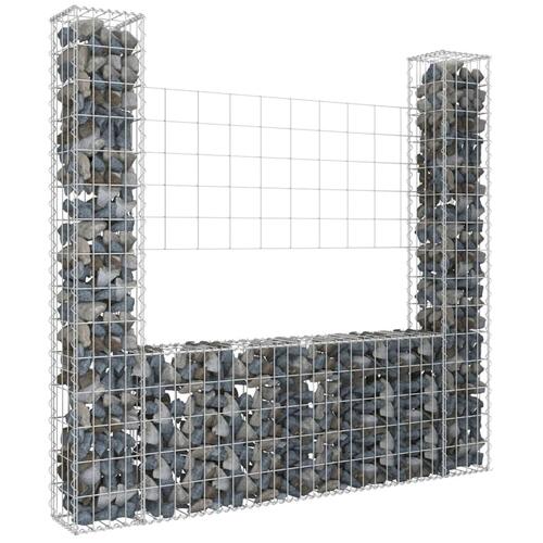 Gabionkurv med 2 stolper 140x20x150 cm U-facon jern