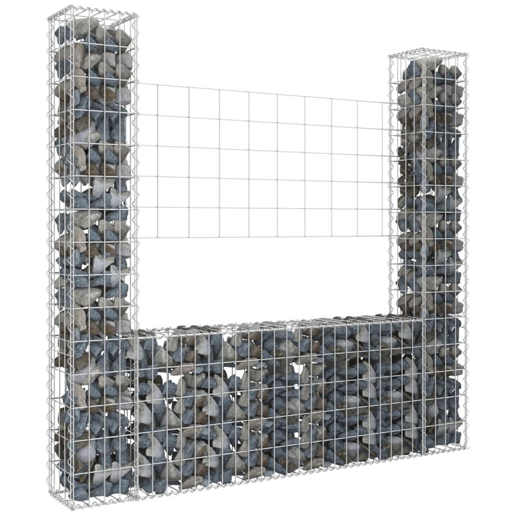 Gabionkurv med 2 stolper 140x20x150 cm U-facon jern