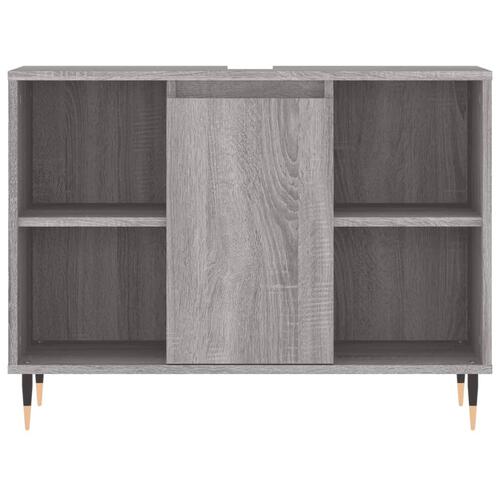 Badeværelsesskab 80x33x60 cm konstrueret træ grå sonoma-eg