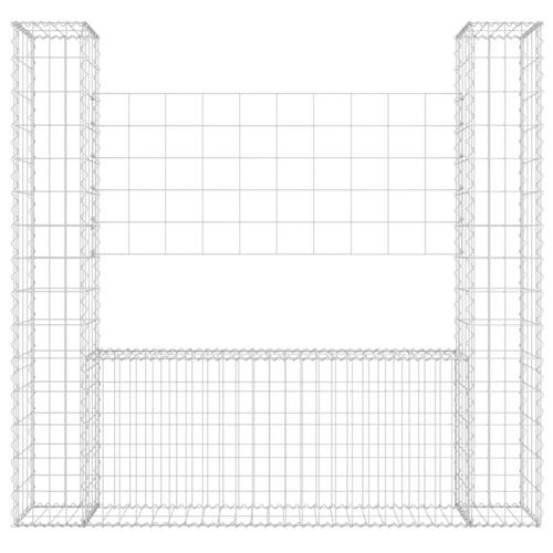 Gabionkurv med 2 stolper 140x20x150 cm U-facon jern