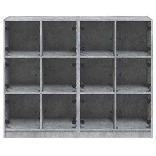 Bogreol med låger 136x37x109 cm konstrueret træ betongrå