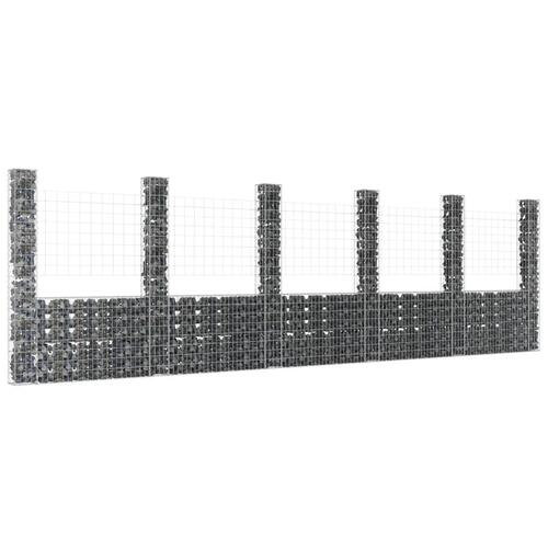 Gabionkurv med 6 stolper 620x20x200 cm U-facon jern