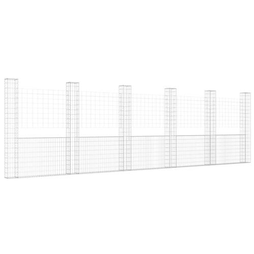 Gabionkurv med 6 stolper 620x20x200 cm U-facon jern