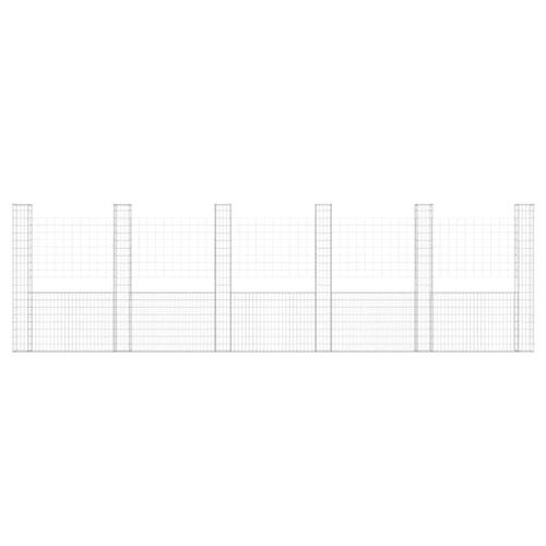 Gabionkurv med 6 stolper 620x20x200 cm U-facon jern