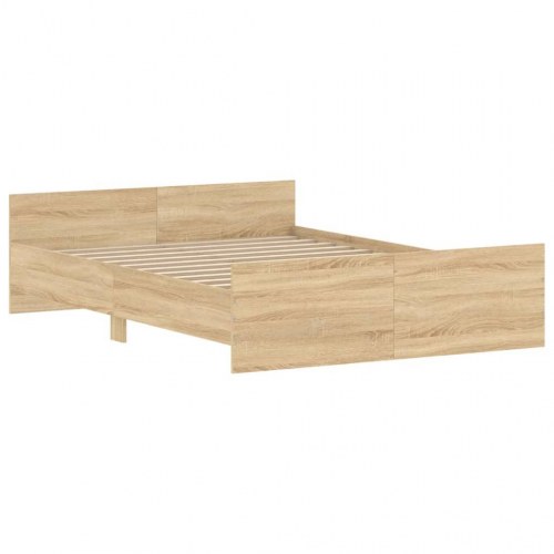 Sengeramme med sengegavl og fodgærde 135x190 cm - sonoma-eg