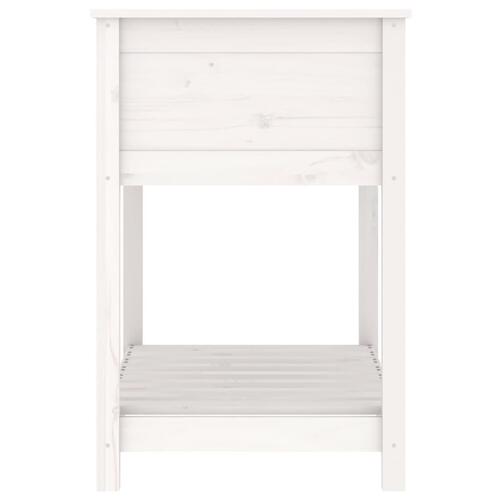Plantekasse med hylde 82,5x54x81 cm massivt fyrretræ hvid