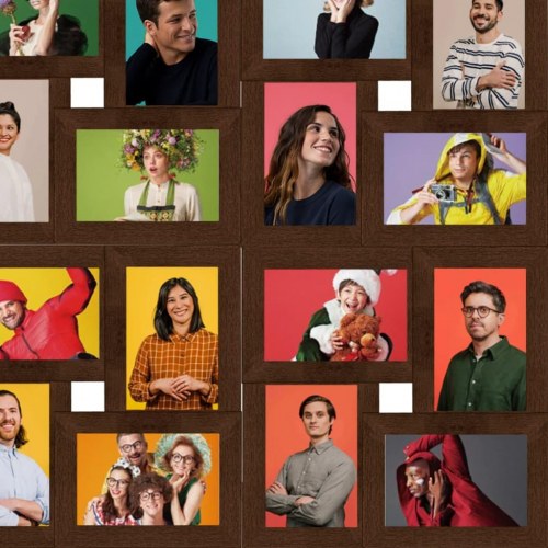 Collagebilledramme til væg 24x(13x18 cm) MDF mørkebrun