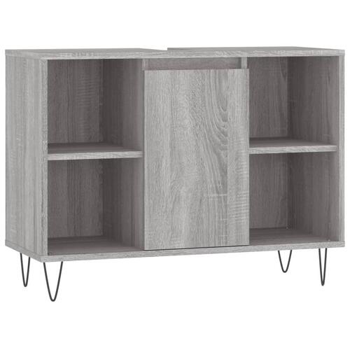 Badeværelsesskab 80x33x60 cm konstrueret træ grå sonoma-eg