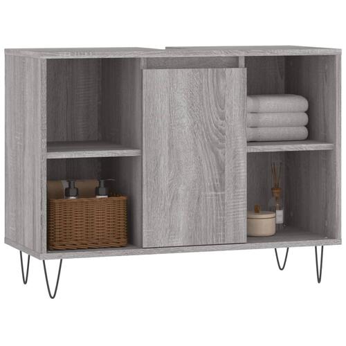 Badeværelsesskab 80x33x60 cm konstrueret træ grå sonoma-eg