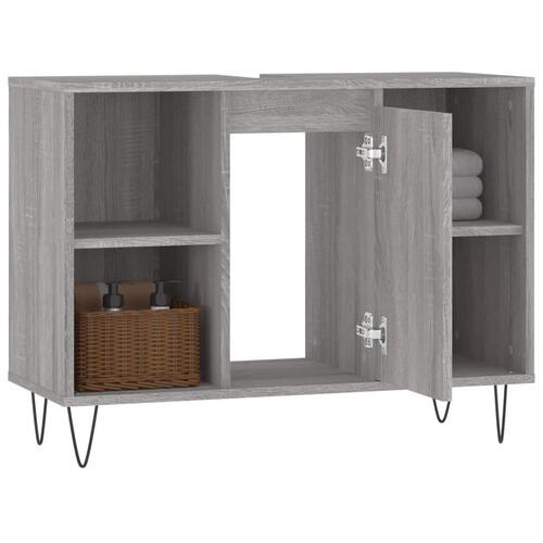 Badeværelsesskab 80x33x60 cm konstrueret træ grå sonoma-eg