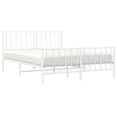 Sengeramme med sengegavl og fodgærde 150x200 cm metal hvid