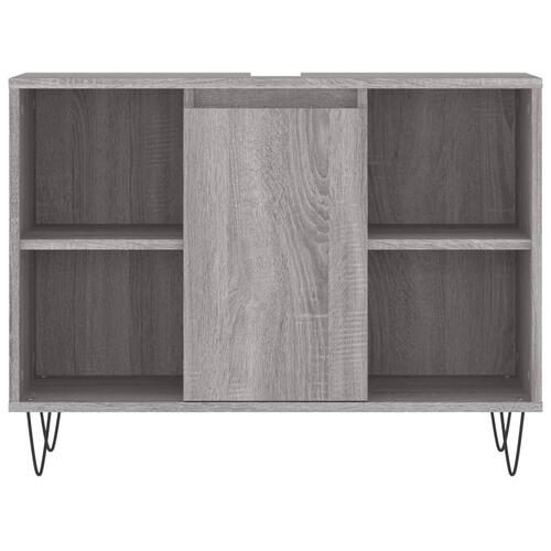 Badeværelsesskab 80x33x60 cm konstrueret træ grå sonoma-eg